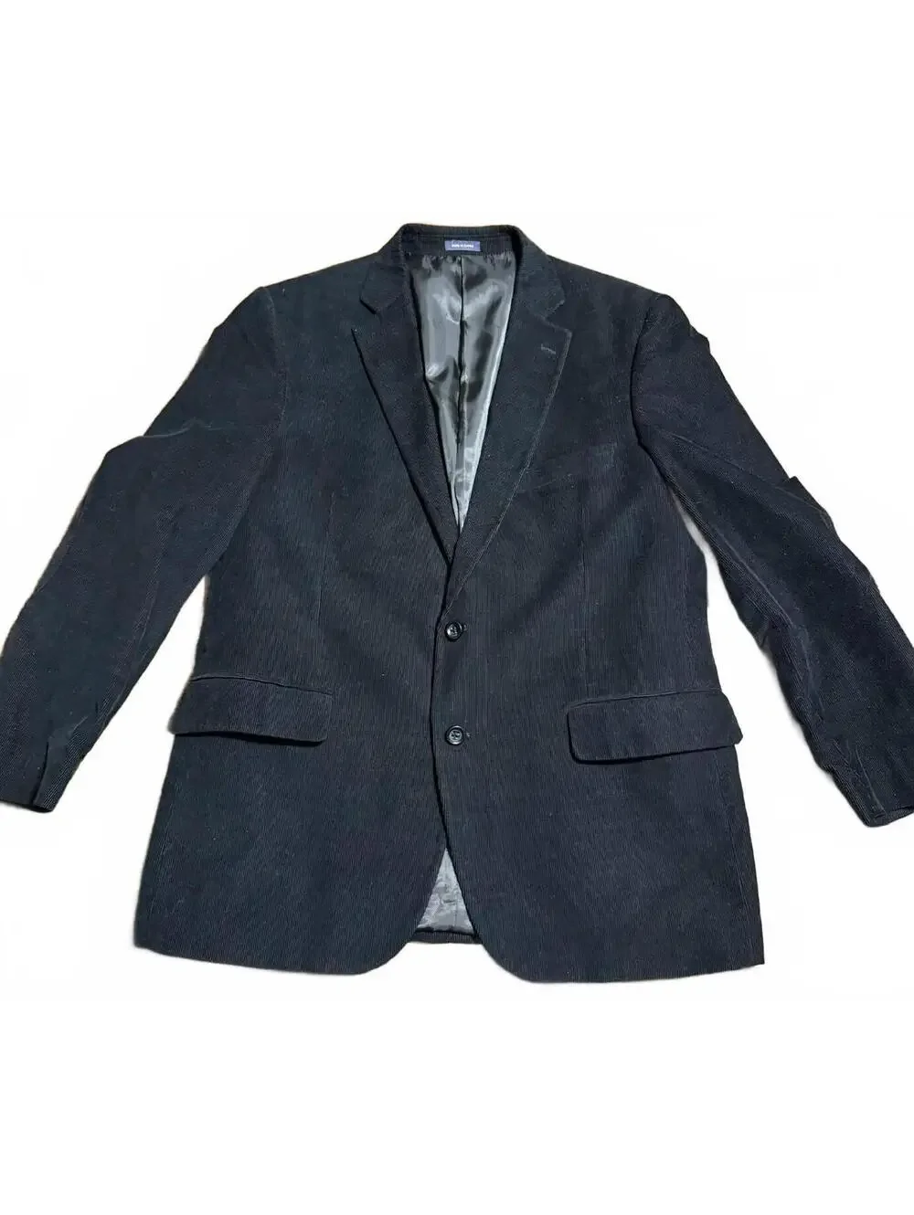 Stafford Men's Black Corduroy Suit Jacket Sport Coat with Elbow Patches 44R EUC